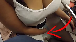 Unknown Light-complexioned Milf with Big Tits Started Touching My Dick in Subway ! That's called Clothed Sex?